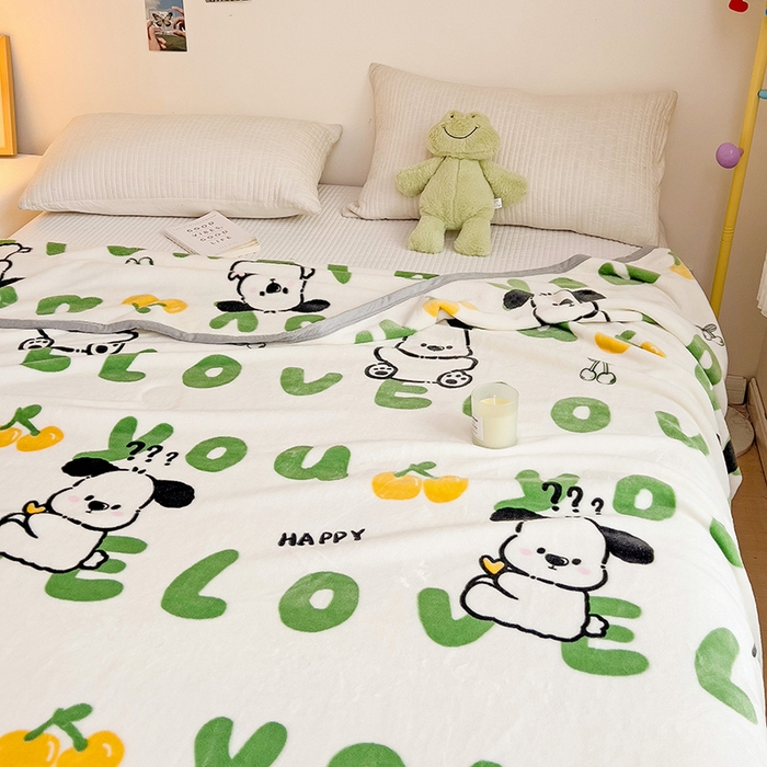 91家纺网 家纺一手货源 找家纺 启发毛毯 2025新款高克重双面牛奶绒盖毯 字母狗