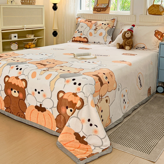 91家纺网 家纺一手货源 找家纺 启发毛毯 2025新款高克重双面牛奶绒盖毯 动物派对