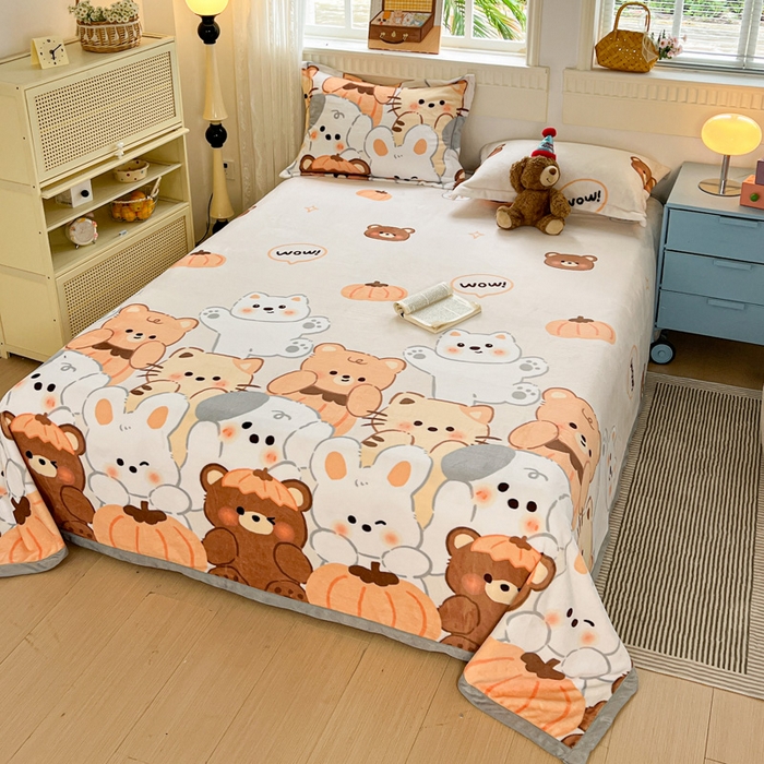 91家纺网 家纺一手货源 找家纺 启发毛毯 2025新款高克重双面牛奶绒盖毯 动物派对