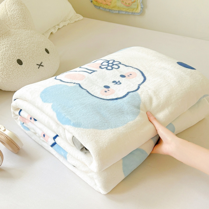 启发毛毯 2025新款高克重双面牛奶绒盖毯 海盐兔兔