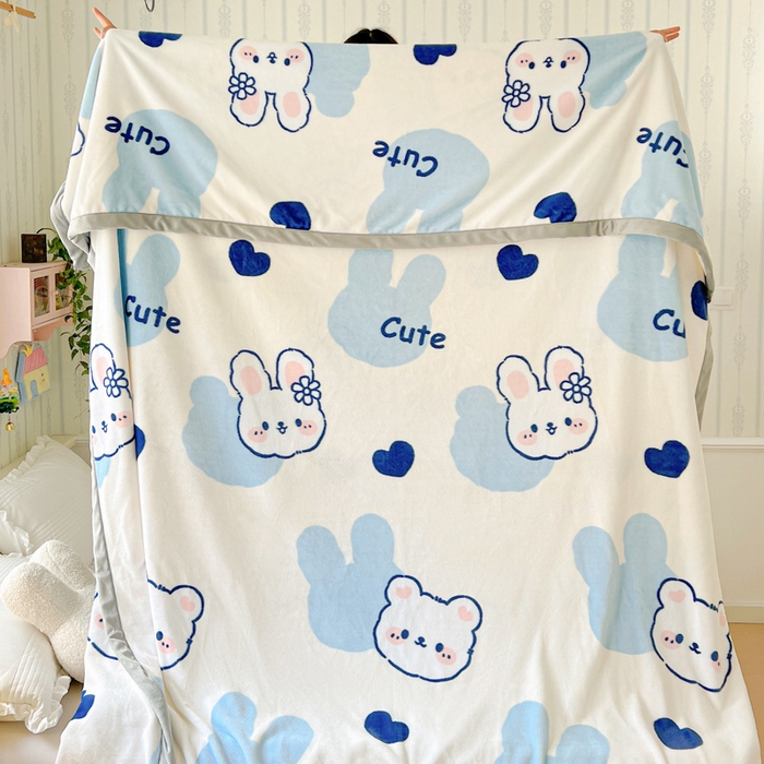 91家纺网 家纺一手货源 找家纺 启发毛毯 2025新款高克重双面牛奶绒盖毯 海盐兔兔