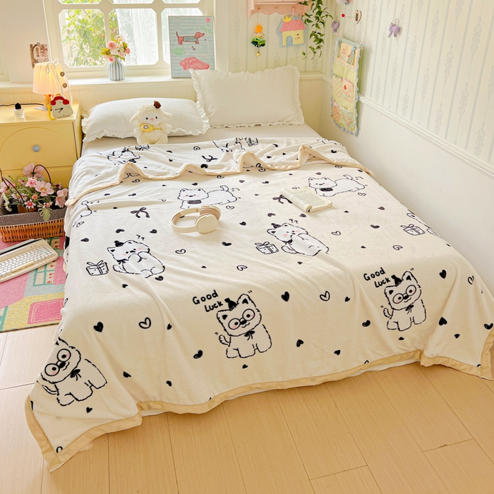 91家纺网 家纺一手货源 找家纺 启发毛毯 2025新款高克重双面牛奶绒盖毯 假日狗狗