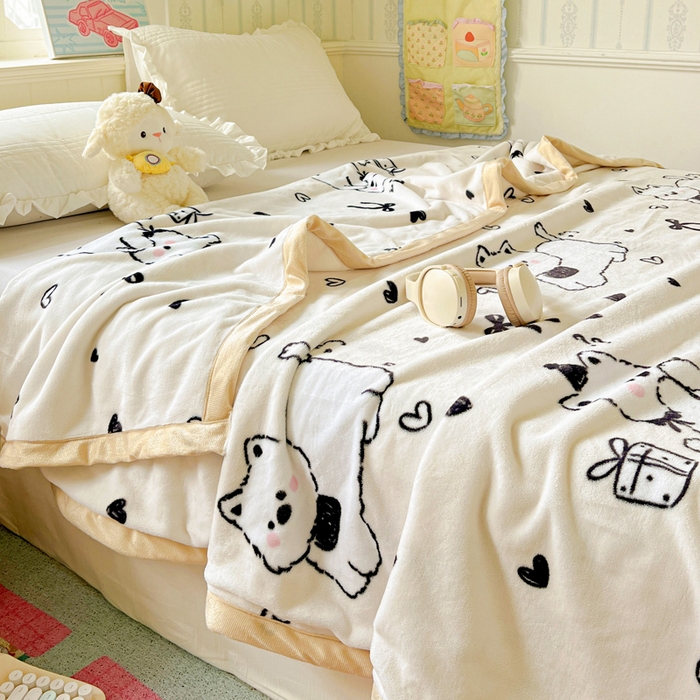 91家纺网 家纺一手货源 找家纺 启发毛毯 2025新款高克重双面牛奶绒盖毯 假日狗狗