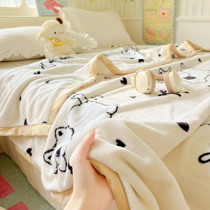 91家纺网 家纺一手货源 找家纺 启发毛毯 2025新款高克重双面牛奶绒盖毯 假日狗狗