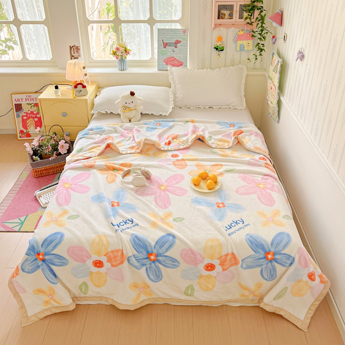 91家纺网 家纺一手货源 找家纺 启发毛毯 2025新款高克重双面牛奶绒盖毯 甜美梦境