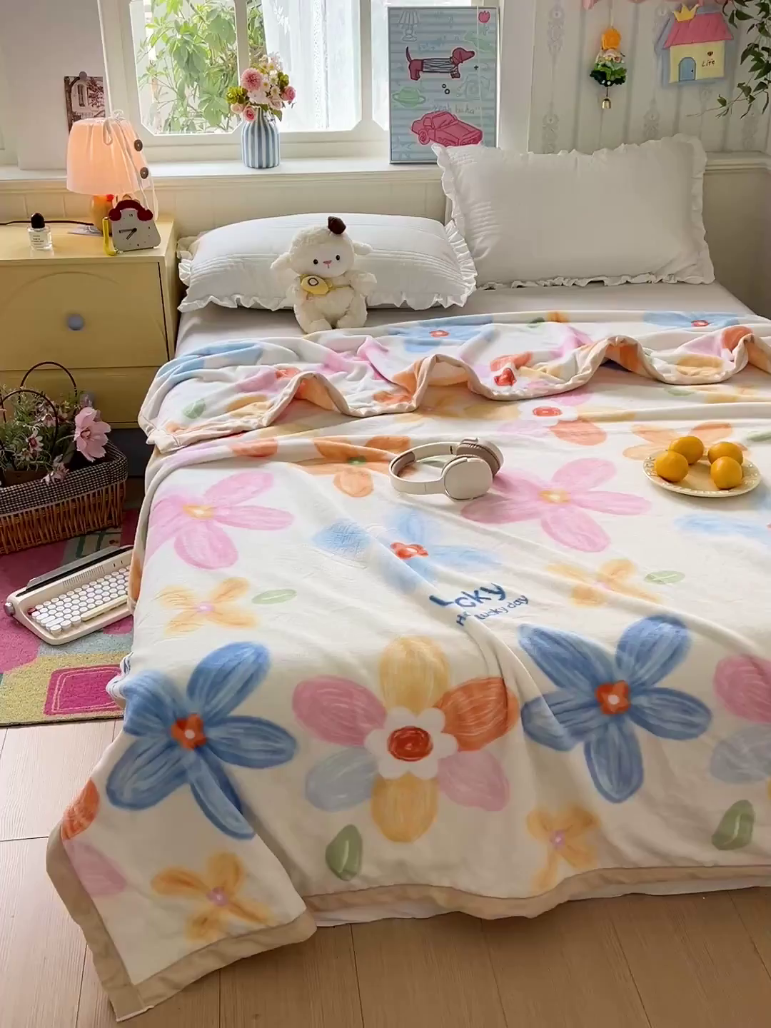 91家纺网 家纺一手货源 找家纺 启发毛毯 2025新款高克重双面牛奶绒盖毯 甜美梦境