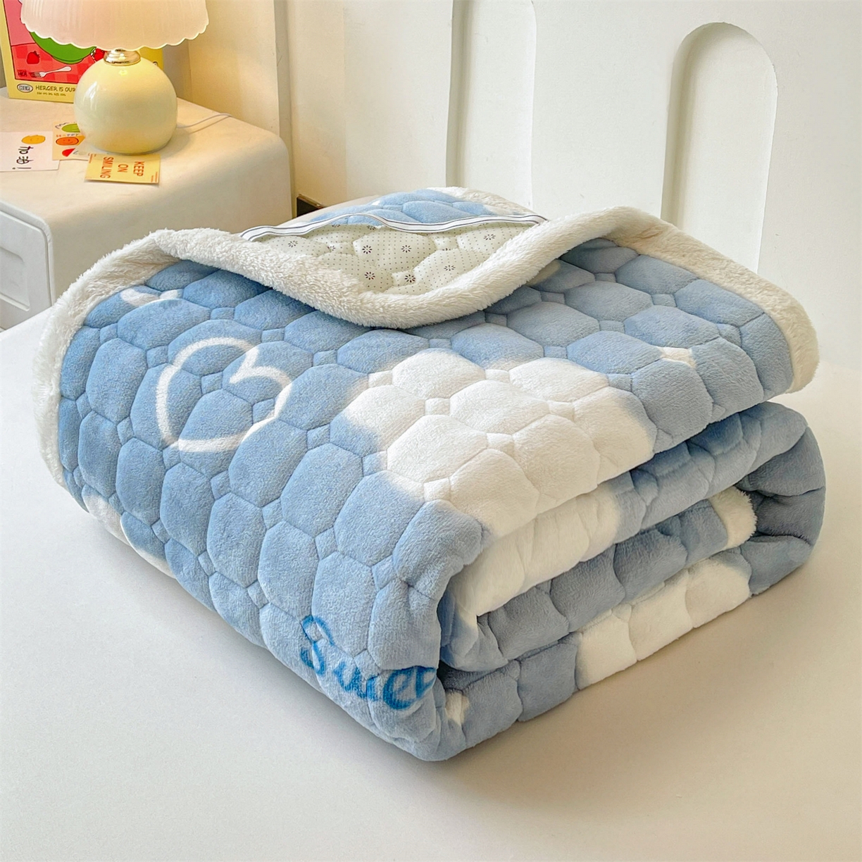 91家纺网 家纺一手货源 找家纺 雯豆家纺 2025新款加厚床垫床褥子牛奶绒床褥床护垫学生宿舍垫子铺底 牛奶绒床褥-爱心云