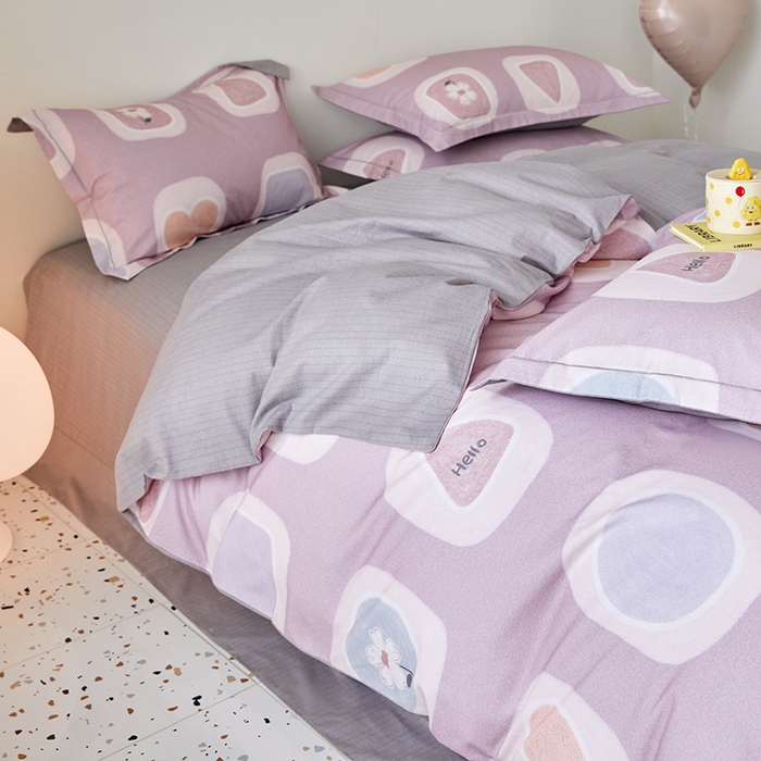 梧桐树 2025新款100%全棉纯棉磨毛四件套-小清新系列 K04艾瑞-紫