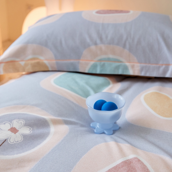 91家纺网 家纺一手货源 找家纺 梧桐树 2025新款100%全棉纯棉磨毛四件套-小清新系列 K05艾瑞-灰