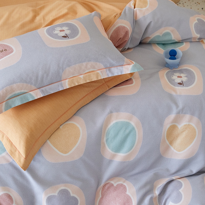 91家纺网 家纺一手货源 找家纺 梧桐树 2025新款100%全棉纯棉磨毛四件套-小清新系列 K05艾瑞-灰