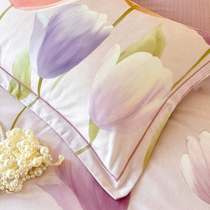 91家纺网 家纺一手货源 找家纺 梧桐树 2025新款全棉100%棉磨毛花卉简约系列四件套 春日来信