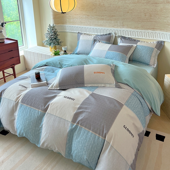 91家纺网 家纺一手货源 找家纺 梧桐树 2025新款全棉100%棉磨毛花卉简约系列四件套 观野