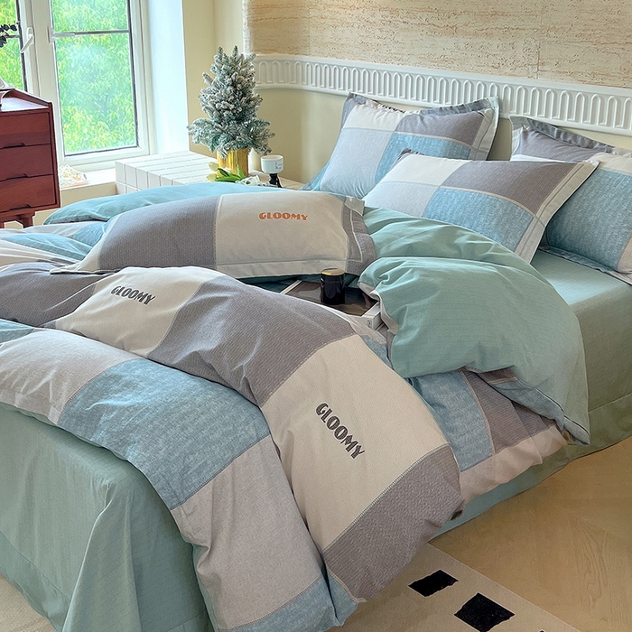 91家纺网 家纺一手货源 找家纺 梧桐树 2025新款全棉100%棉磨毛花卉简约系列四件套 观野