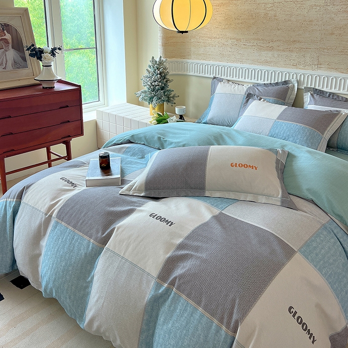 91家纺网 家纺一手货源 找家纺 梧桐树 2025新款全棉100%棉磨毛花卉简约系列四件套 观野