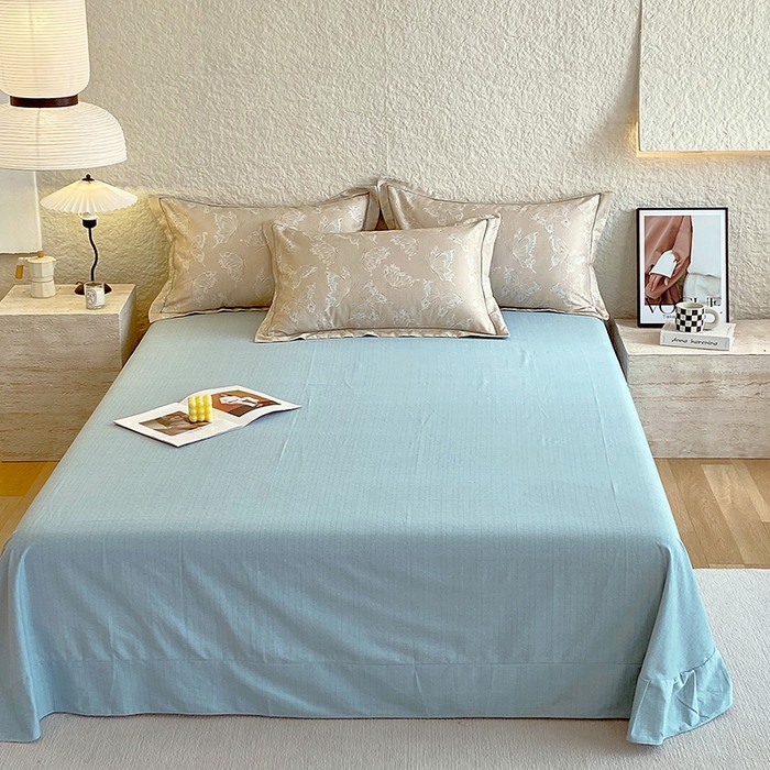 91家纺网 家纺一手货源 找家纺 梧桐树 2025新款全棉100%棉磨毛花卉简约系列四件套 蝴蝶-咖