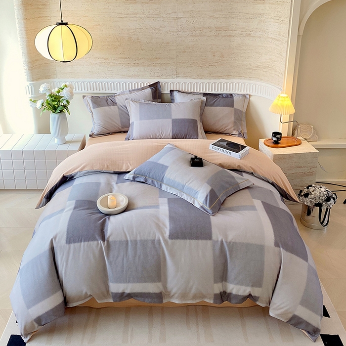 梧桐树 2025新款全棉100%棉磨毛花卉简约系列四件套 克洛伊奶咖