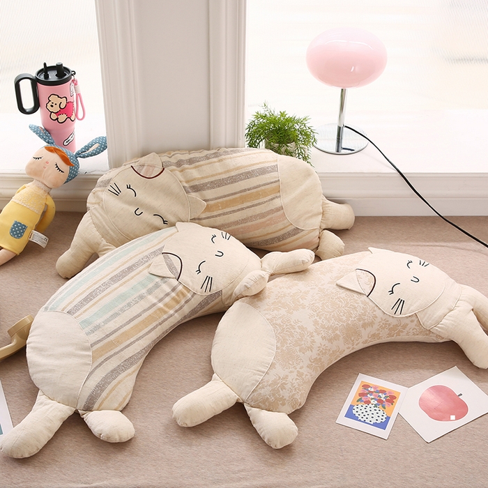 91家纺网 家纺一手货源 找家纺 （总）蔻眠 棉麻可爱猫卡通荞麦护颈枕芯儿童学生成人枕头