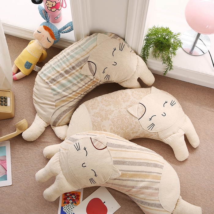 91家纺网 家纺一手货源 找家纺 （总）蔻眠 棉麻可爱猫卡通荞麦护颈枕芯儿童学生成人枕头