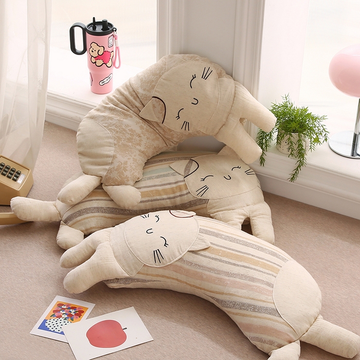 91家纺网 家纺一手货源 找家纺 （总）蔻眠 棉麻可爱猫卡通荞麦护颈枕芯儿童学生成人枕头