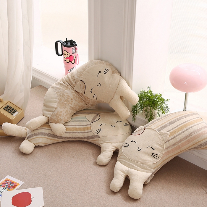 91家纺网 家纺一手货源 找家纺 （总）蔻眠 棉麻可爱猫卡通荞麦护颈枕芯儿童学生成人枕头