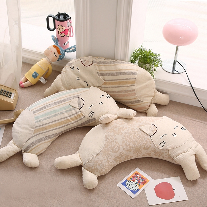 蔻眠 棉麻可爱猫卡通荞麦护颈枕芯儿童学生成人枕头 主图