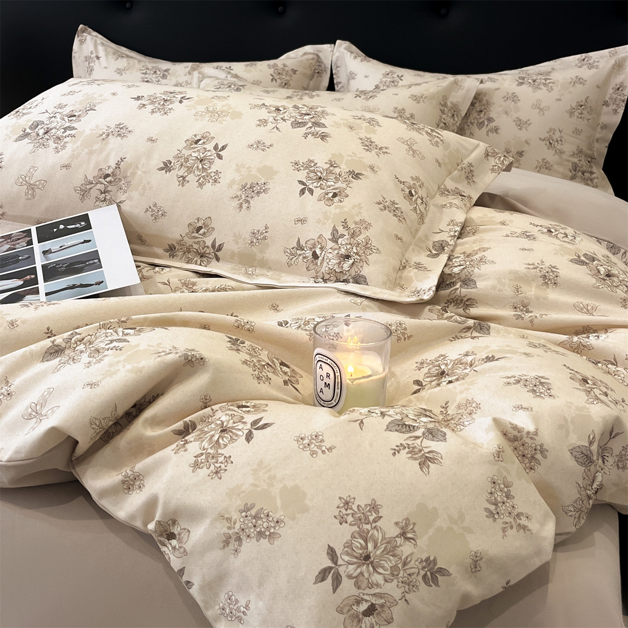 笙意家纺 2025新款A类全棉纯棉磨毛刺绣印花四件套 白苔