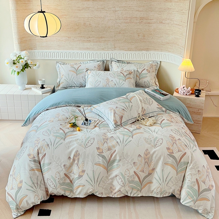 梧桐树 2025新款全棉100%棉磨毛花卉简约系列四件套 麦吉 绿