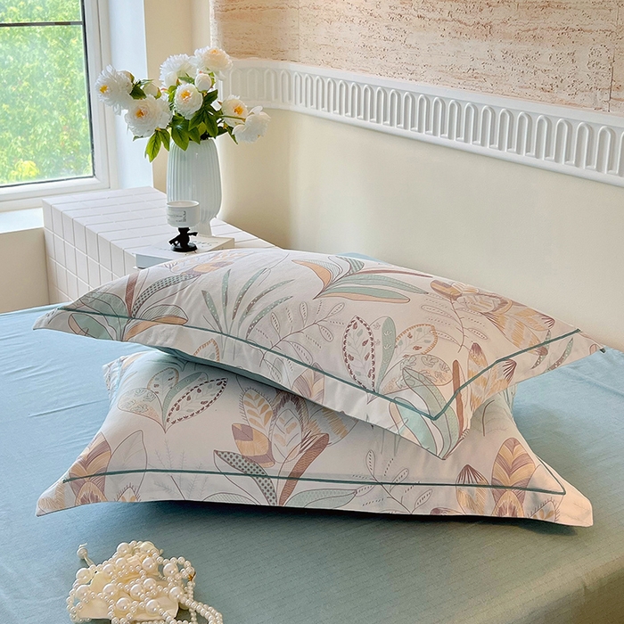 91家纺网 家纺一手货源 找家纺 梧桐树 2025新款全棉100%棉磨毛花卉简约系列四件套 麦吉 绿