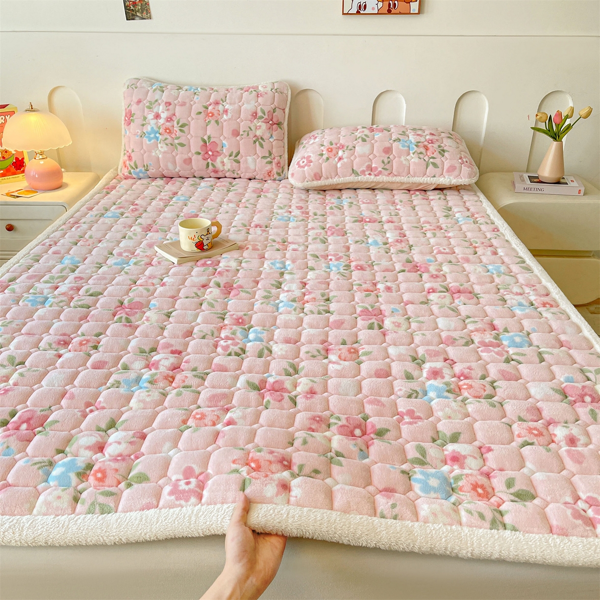 雯豆家纺 2025新款加厚床垫床褥子牛奶绒床褥床护垫学生宿舍垫子铺底 牛奶绒床褥-莱茵