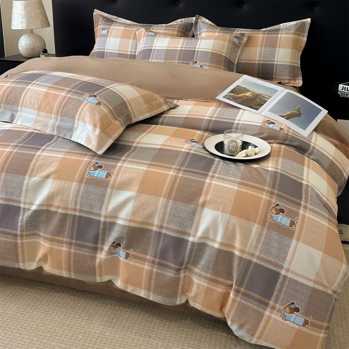 91家纺网 家纺一手货源 找家纺 笙意家纺 2025新款A类全棉纯棉磨毛刺绣印花四件套 歌尔