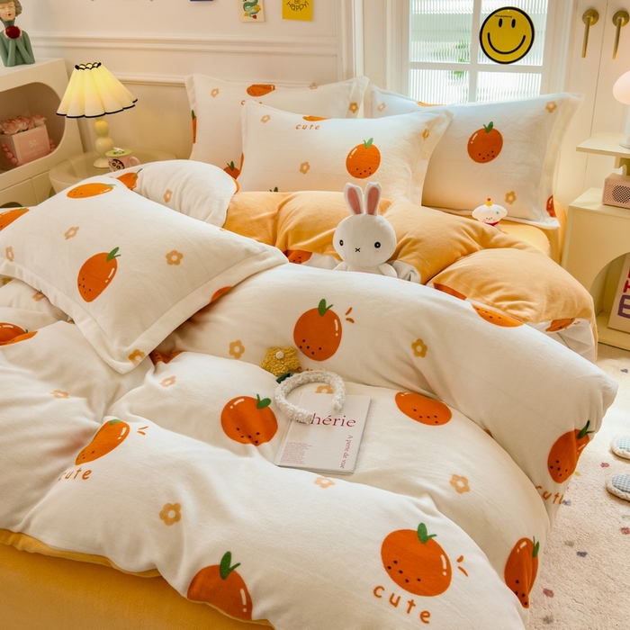 91家纺网 家纺一手货源 找家纺 （总）丝羽坊 2025新款200克加厚小清新牛奶绒床单款 床笠款四件套 被套