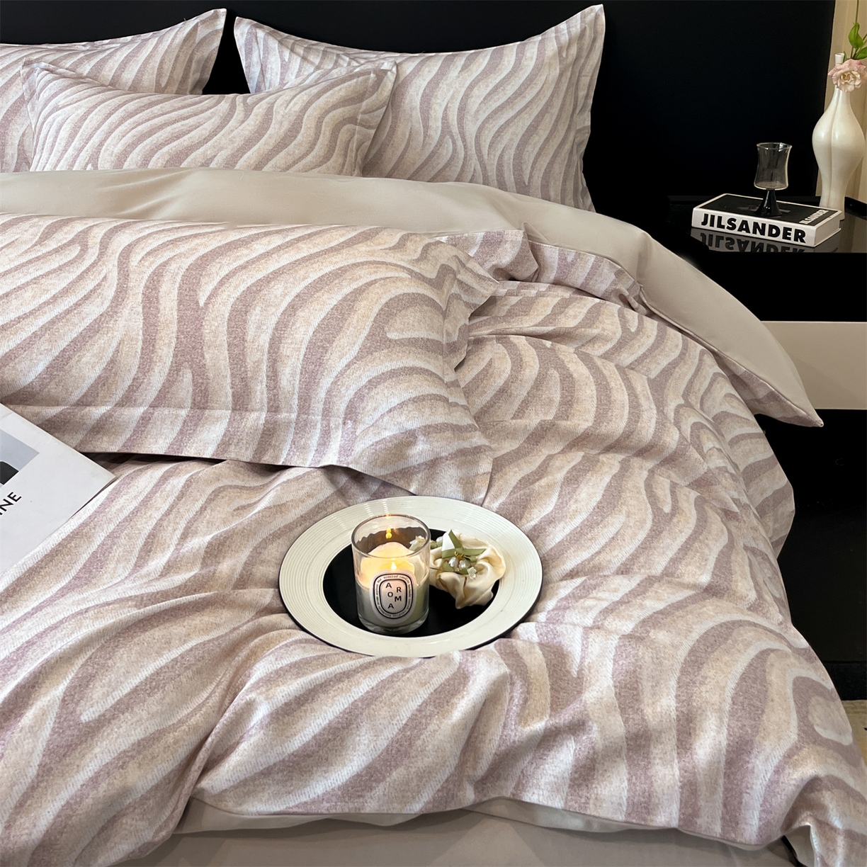 91家纺网 家纺一手货源 找家纺 笙意家纺 2025新款A类全棉纯棉磨毛刺绣印花四件套 湖光