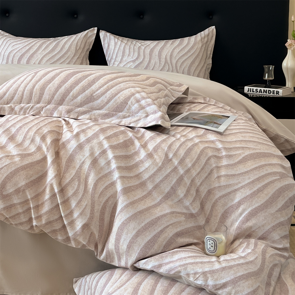 91家纺网 家纺一手货源 找家纺 笙意家纺 2025新款A类全棉纯棉磨毛刺绣印花四件套 湖光