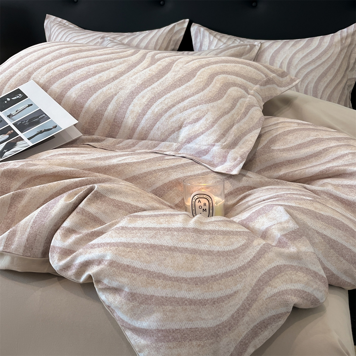 笙意家纺 2025新款A类全棉纯棉磨毛刺绣印花四件套 湖光