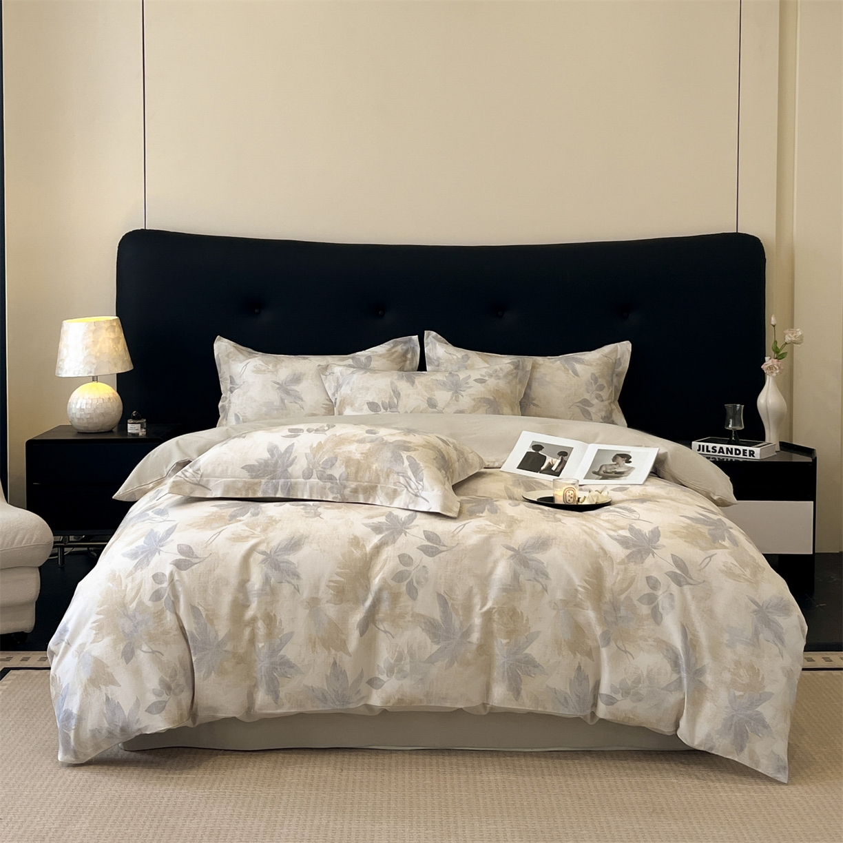 91家纺网 家纺一手货源 找家纺 笙意家纺 2025新款A类全棉纯棉磨毛刺绣印花四件套 锦瑟