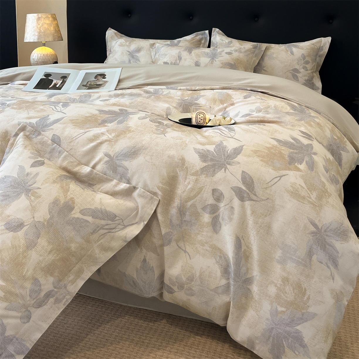 91家纺网 家纺一手货源 找家纺 笙意家纺 2025新款A类全棉纯棉磨毛刺绣印花四件套 锦瑟