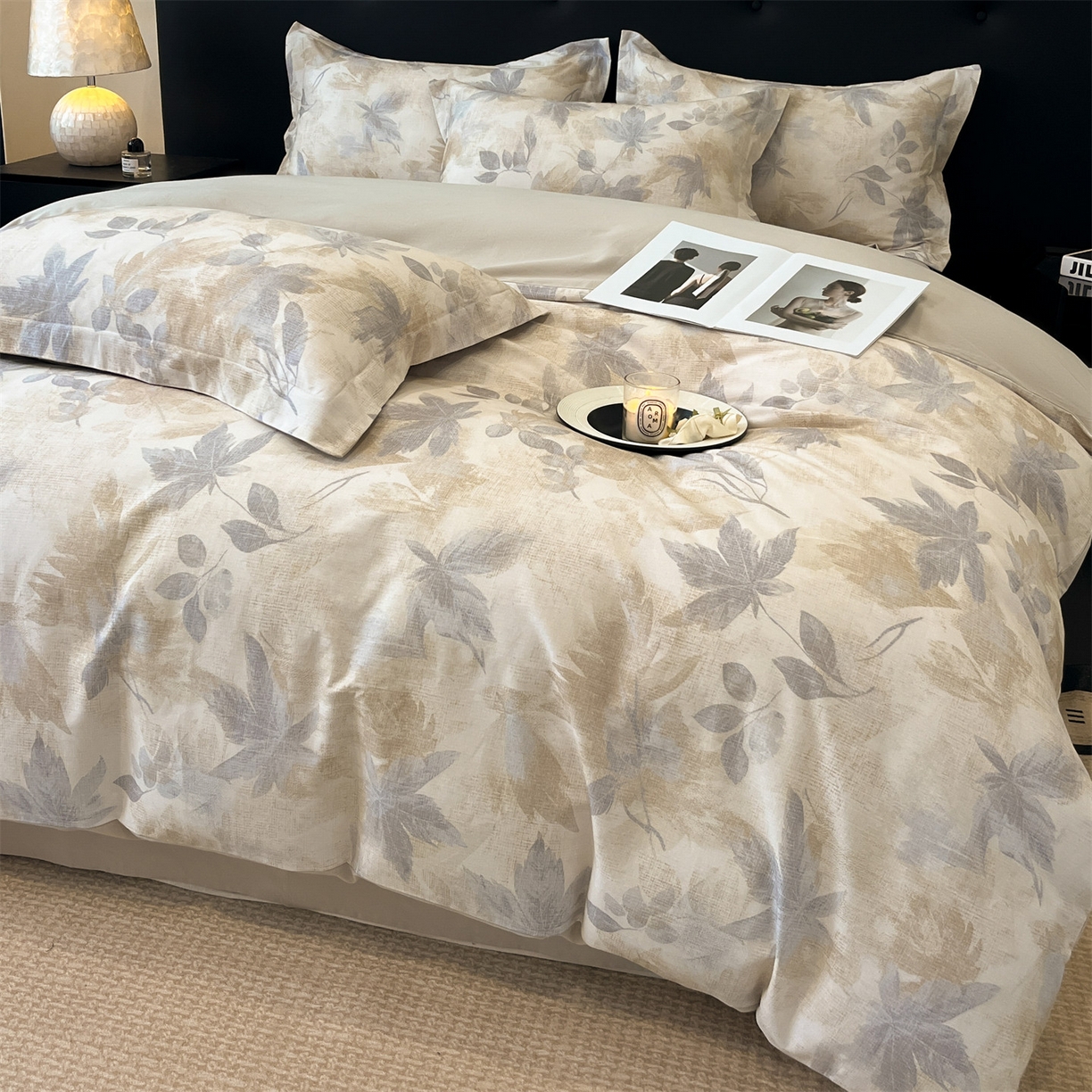 91家纺网 家纺一手货源 找家纺 笙意家纺 2025新款A类全棉纯棉磨毛刺绣印花四件套 锦瑟