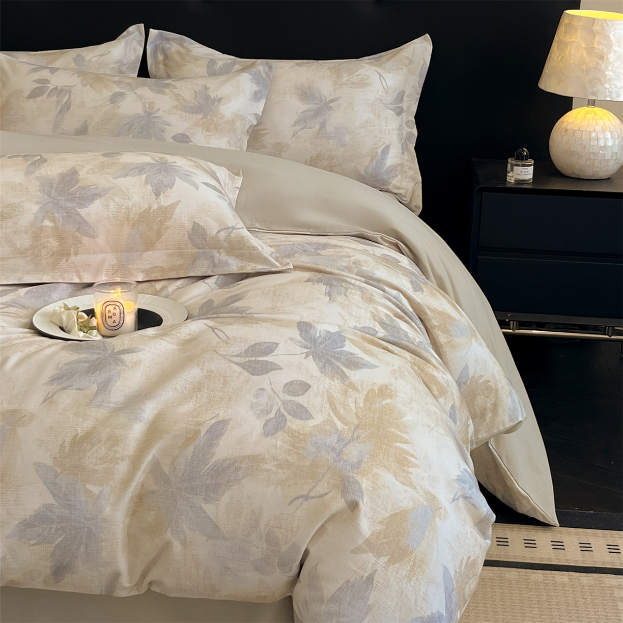 91家纺网 家纺一手货源 找家纺 笙意家纺 2025新款A类全棉纯棉磨毛刺绣印花四件套 锦瑟