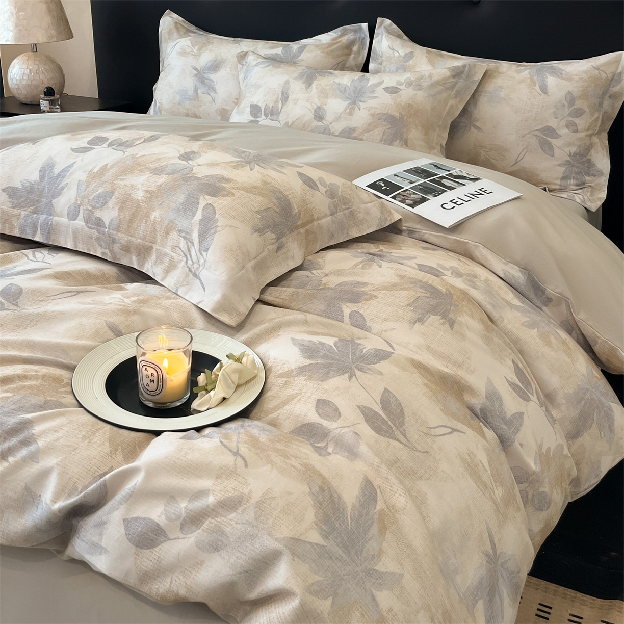 91家纺网 家纺一手货源 找家纺 笙意家纺 2025新款A类全棉纯棉磨毛刺绣印花四件套 锦瑟