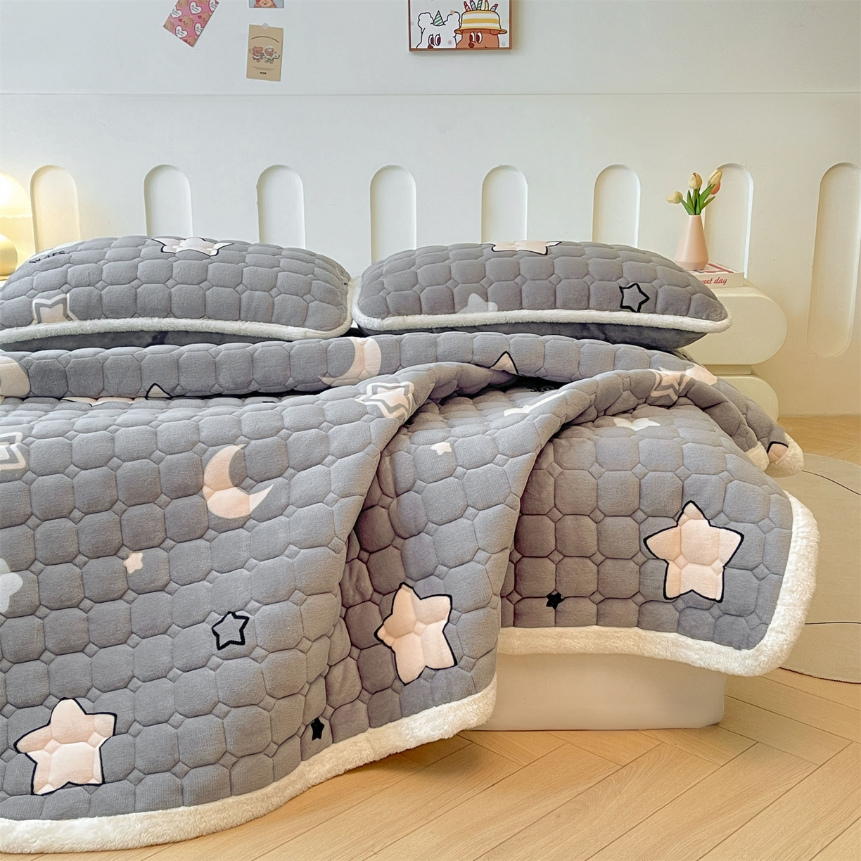 91家纺网 家纺一手货源 找家纺 雯豆家纺 2025新款加厚床垫床褥子牛奶绒床褥床护垫学生宿舍垫子铺底 牛奶绒床褥-满天星