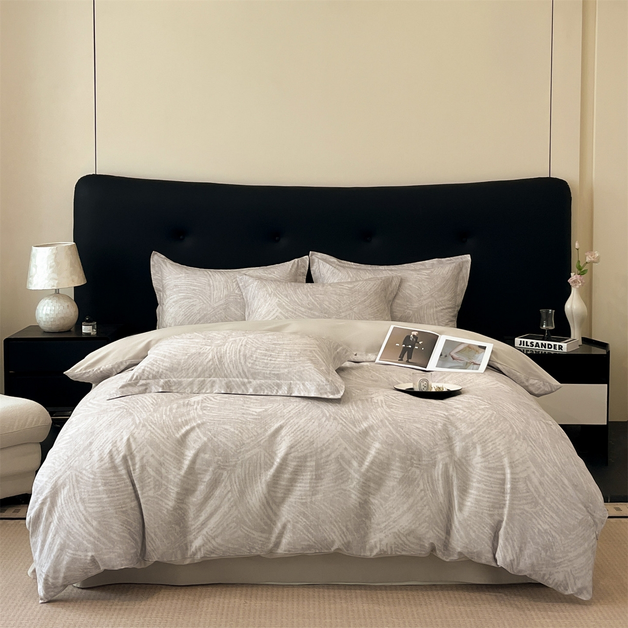 91家纺网 家纺一手货源 找家纺 笙意家纺 2025新款A类全棉纯棉磨毛刺绣印花四件套 卡拉