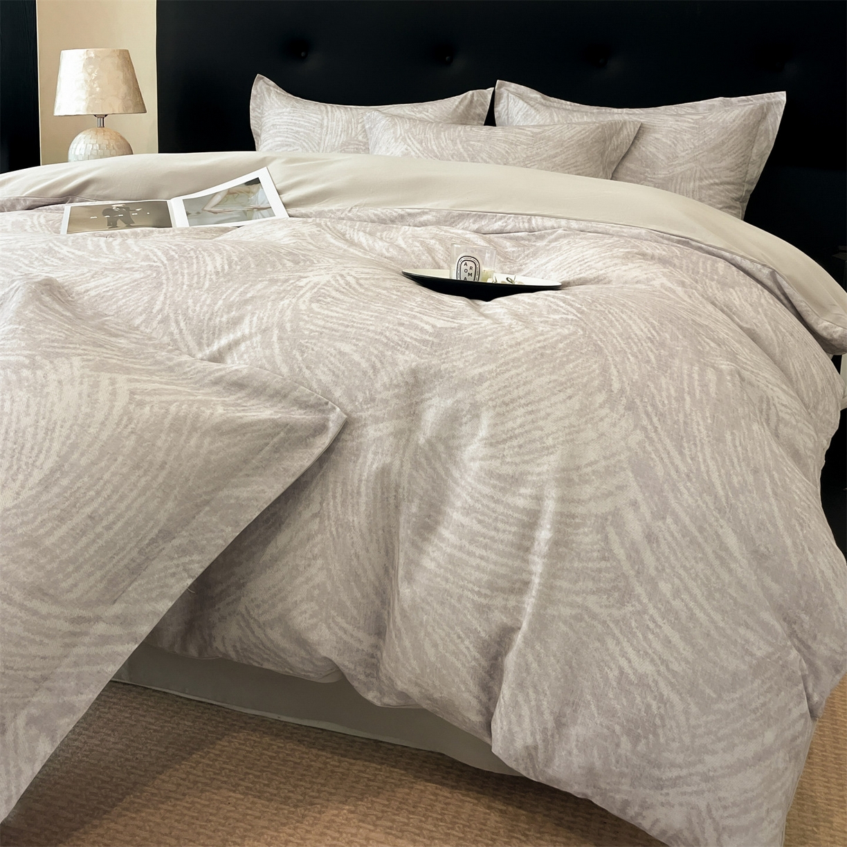 91家纺网 家纺一手货源 找家纺 笙意家纺 2025新款A类全棉纯棉磨毛刺绣印花四件套 卡拉