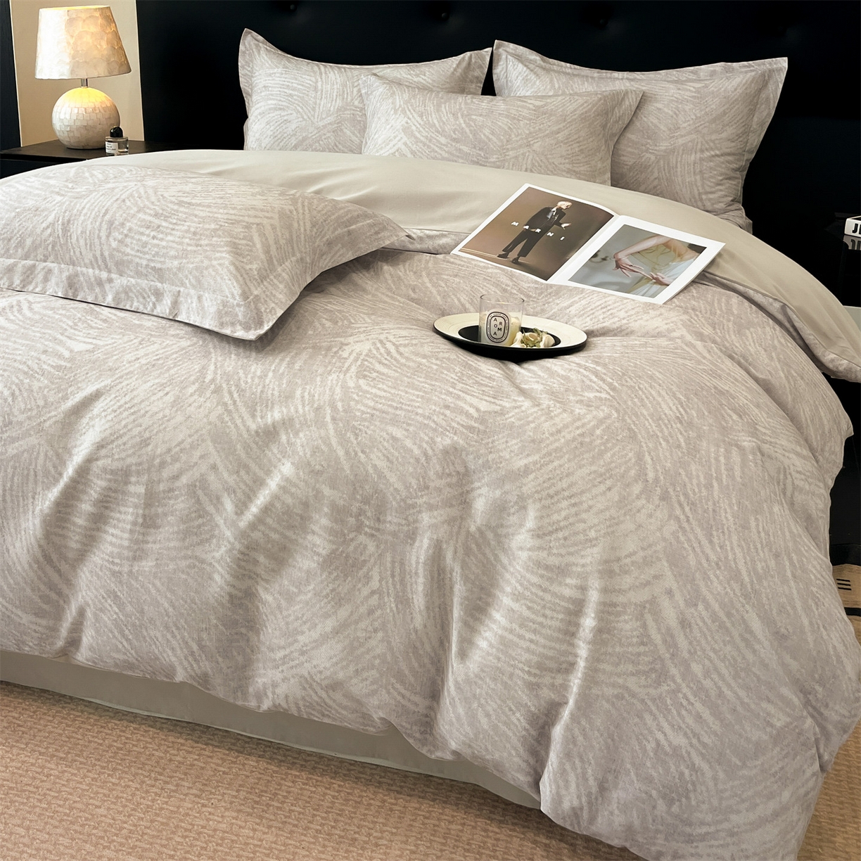 91家纺网 家纺一手货源 找家纺 笙意家纺 2025新款A类全棉纯棉磨毛刺绣印花四件套 卡拉