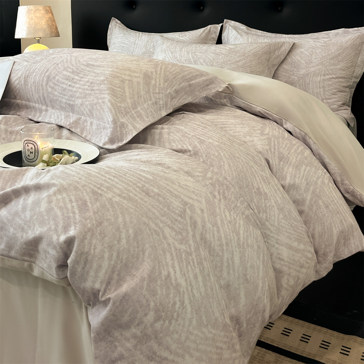 91家纺网 家纺一手货源 找家纺 笙意家纺 2025新款A类全棉纯棉磨毛刺绣印花四件套 卡拉