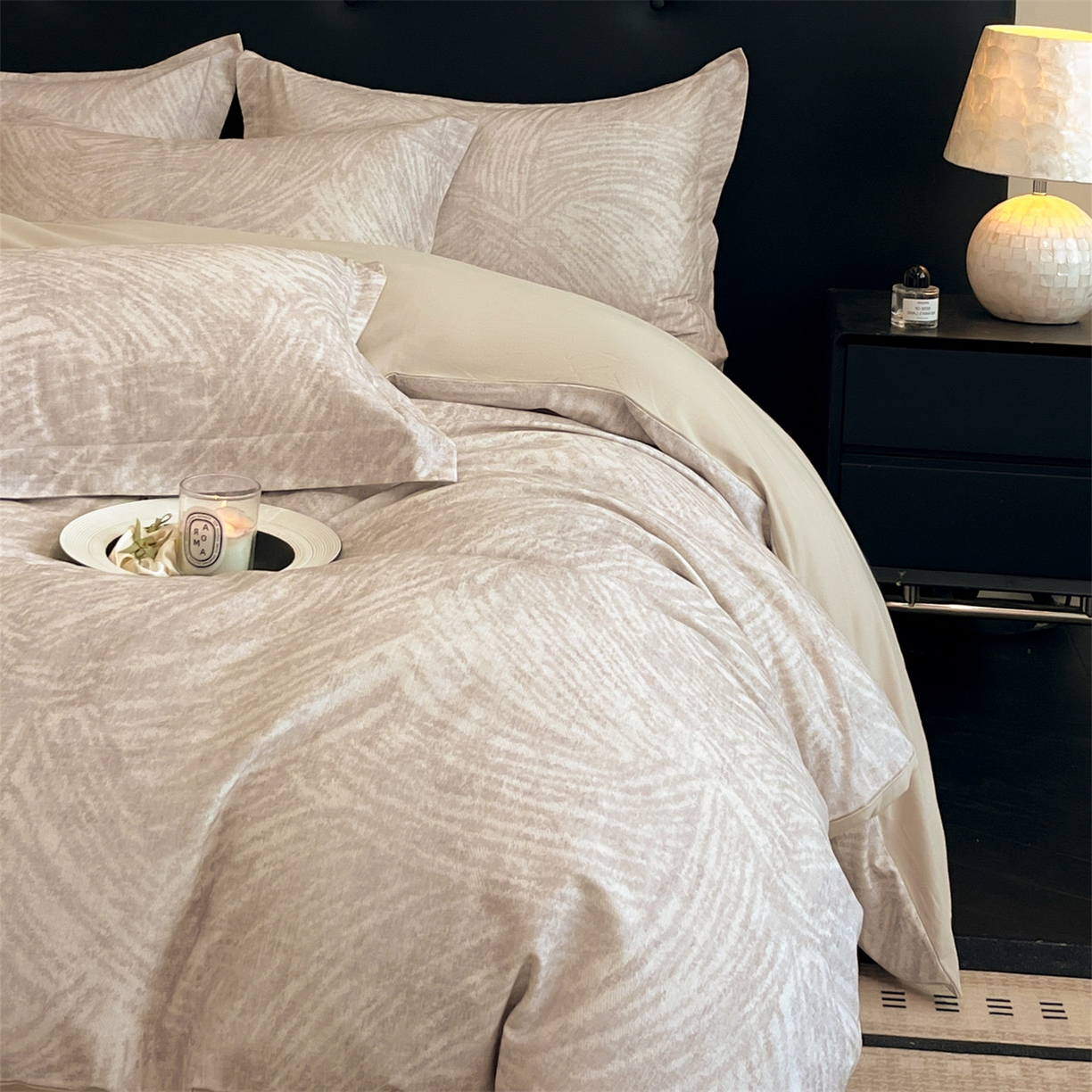 91家纺网 家纺一手货源 找家纺 笙意家纺 2025新款A类全棉纯棉磨毛刺绣印花四件套 卡拉