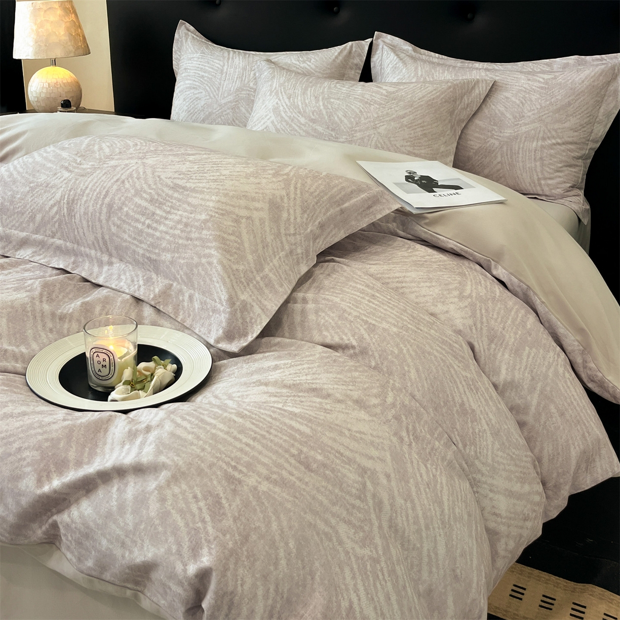 91家纺网 家纺一手货源 找家纺 笙意家纺 2025新款A类全棉纯棉磨毛刺绣印花四件套 卡拉