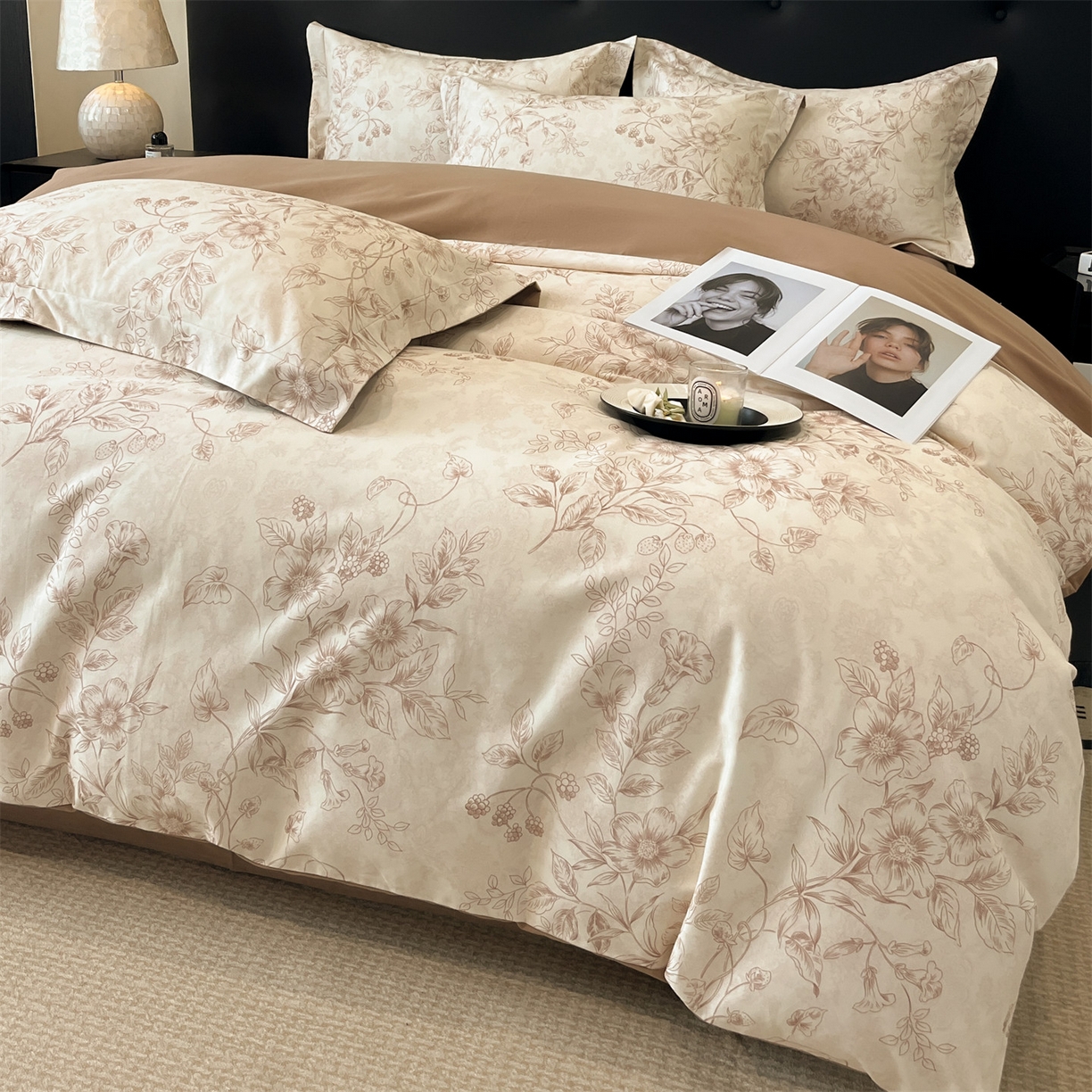 91家纺网 家纺一手货源 找家纺 笙意家纺 2025新款A类全棉纯棉磨毛刺绣印花四件套 洛霖