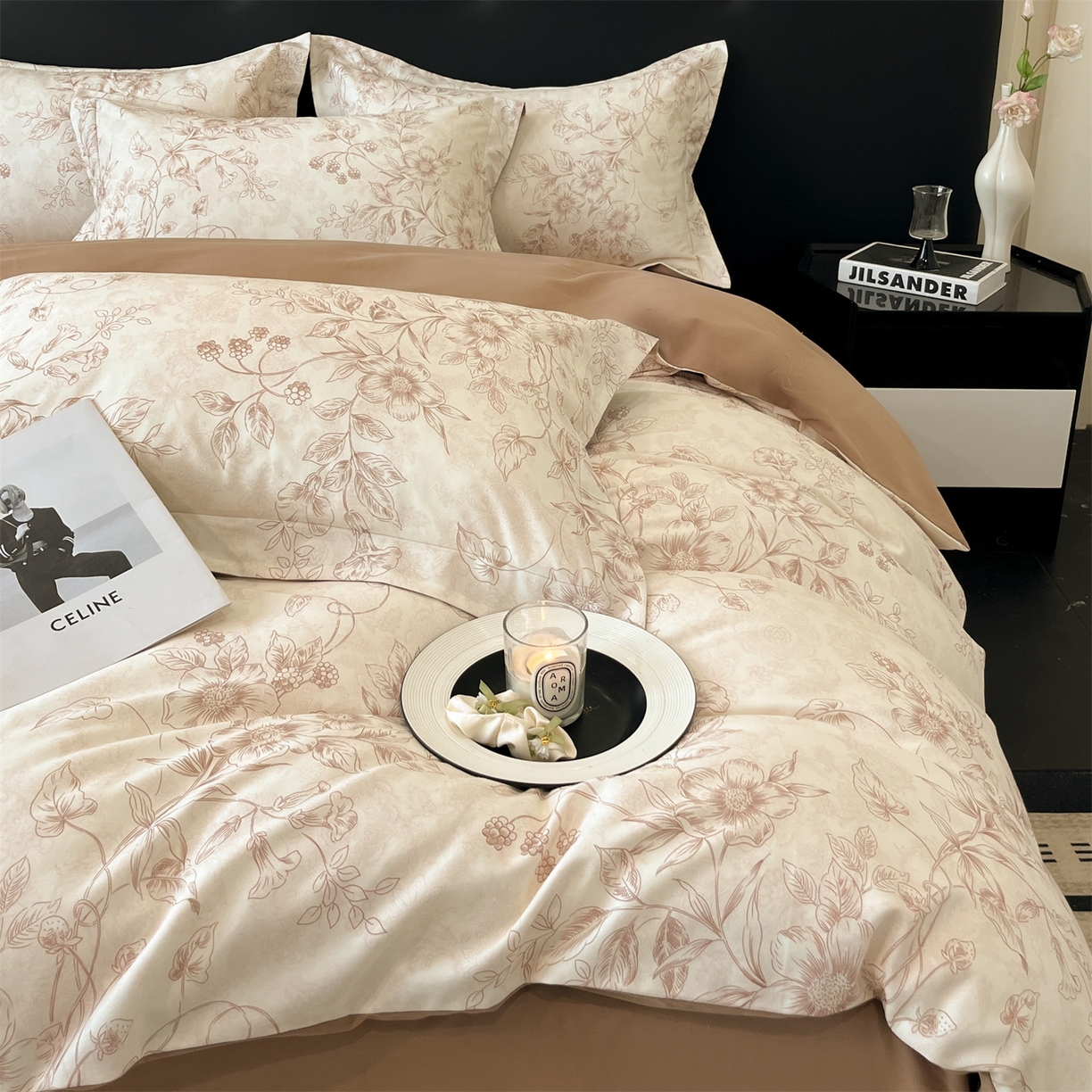 91家纺网 家纺一手货源 找家纺 笙意家纺 2025新款A类全棉纯棉磨毛刺绣印花四件套 洛霖