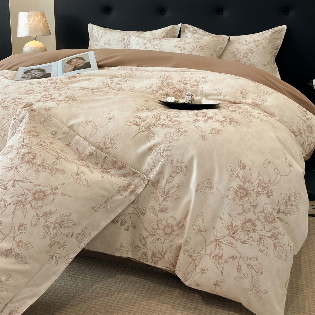 91家纺网 家纺一手货源 找家纺 笙意家纺 2025新款A类全棉纯棉磨毛刺绣印花四件套 洛霖