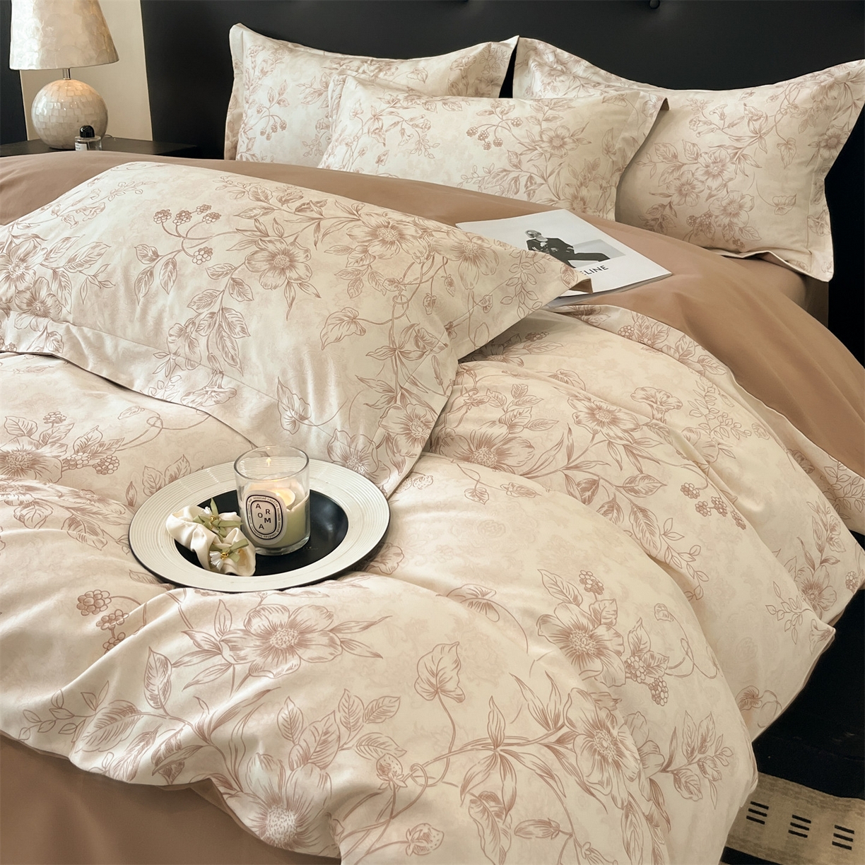 91家纺网 家纺一手货源 找家纺 笙意家纺 2025新款A类全棉纯棉磨毛刺绣印花四件套 洛霖